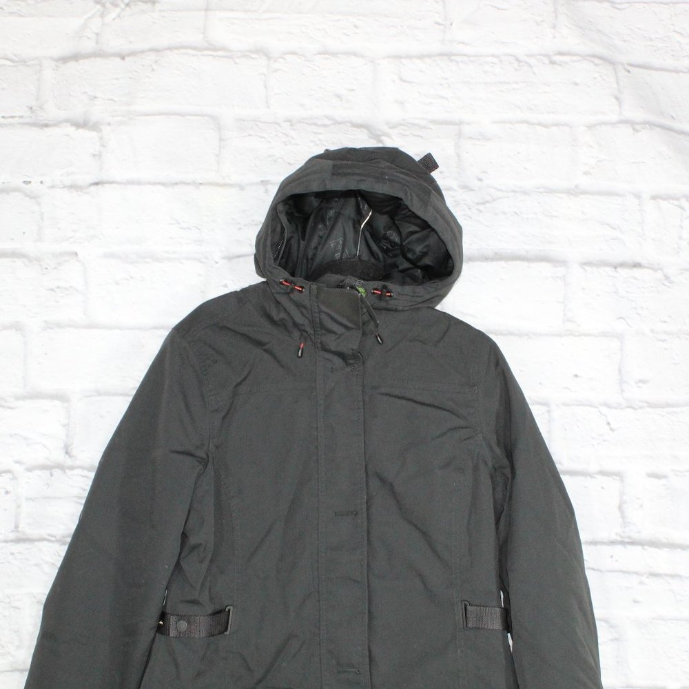 LL BEAN Black Nylon Polyester Long Hoody Winter Coat Size M - Picture 2 of 8
